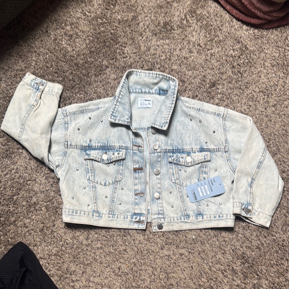 Ci Sono Light Blue Jean Jacket with Studs